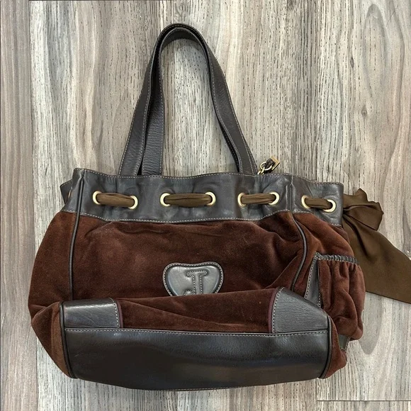 Juicy Couture Brown and Black Suede Tote - Picture 3 of 10